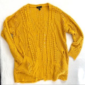 Boho Crochet Mustard Yellow Sweater Forever 21 1X